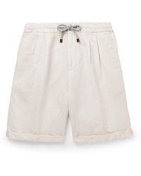 Brunello Cucinelli - Straight-leg Linen And Cotton-blend Drawstring Shorts - Lyst