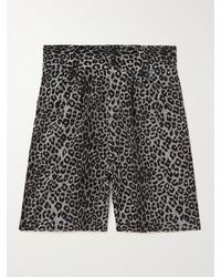 Visvim - Coronel Wide-leg Leopard-print Cotton And Linen-blend Corduroy Shorts - Lyst