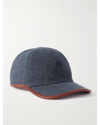 Loro Piana - Leather-trimmed Logo-embroidered Denim Baseball Cap - Lyst