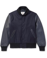 Golden Bear - The Albany Wool-blend And Leather Bomber Jacket - Lyst