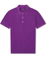 Tom Ford - Slim-fit Lyocell And Cotton-blend Piqué Polo Shirt - Lyst