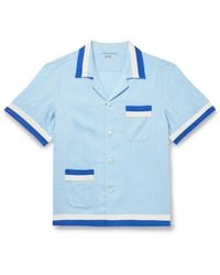 Bode - Seedling Stripe Camp-Collar Appliquéd Linen Shirt - Lyst