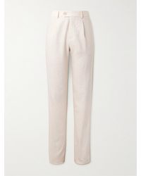 Brunello Cucinelli - Straight-leg Pleated Linen And Wool-blend Suit Trousers - Lyst