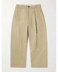 Studio Nicholson - Sorte Wide-Leg Pleated Cotton-Twill Trousers - Lyst