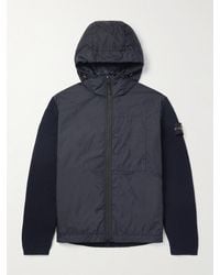 Stone Island - Logo-appliquéd Crinkle Reps Nylon And Ribbed Wool Primaloft® Hooded Jacket - Lyst