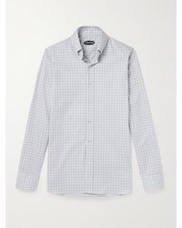 Tom Ford - Camicia slim-fit in cotone a quadri con collo button-down - Lyst