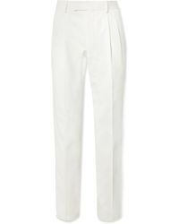 Kingsman - Slim-fit Tapered Cotton And Linen-blend Trousers - Lyst