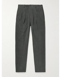 Giuliva Heritage - Umberto Straight-leg Pleated Brushed Cotton-twill Trousers - Lyst
