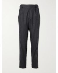 MR P. - Tapered Pleated Wool-blend Flannel Trousers - Lyst