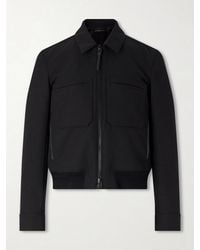 Tom Ford - Leather-trimmed Wool And Silk-blend Jacket - Lyst