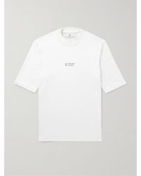Brunello Cucinelli - Mock-neck Logo-print Cotton-jersey T-shirt - Lyst