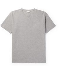 Saint Laurent - Logo-embroidered Cotton-blend Piqué T-shirt - Lyst