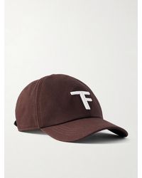 Tom Ford - Leather-Trimmed Logo-Embroidered Cotton-Twill Baseball Cap - Lyst