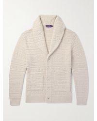Ralph Lauren - Shawl-Collar Textured Cotton And Wool-Blend Cardigan - Lyst