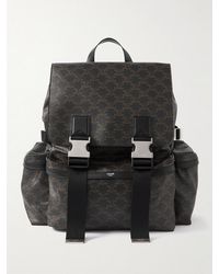 Celine - Triomphe Leather-Trimmed Logo-Print Coated-Canvas Backpack - Lyst
