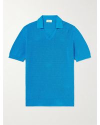 Altea - Waffle-knit Cotton Polo Shirt - Lyst
