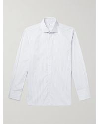 Turnbull & Asser Cutaway-collar Pinstriped Cotton Shirt - White