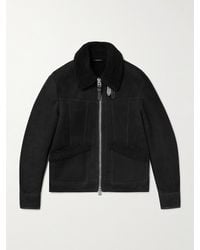 Tom Ford - Bomber in shearling con finiture in pelle - Lyst
