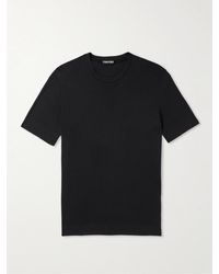 Tom Ford - Placed Rib schmal geschnittenes T-Shirt aus Jersey aus einer Lyocell-Baumwollmischung - Lyst