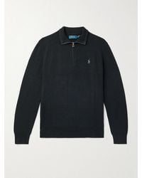 Polo Ralph Lauren - Logo-Embroidered Honeycomb-Knit Cotton Half-Zip Sweater - Lyst
