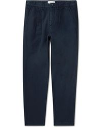 MR P. - Straight-leg Pleated Garment-dyed Cotton And Linen-blend Trousers - Lyst
