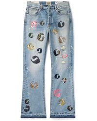 GALLERY DEPT. - G-Time Flared Distressed Logo-Appliquéd Jeans - Lyst
