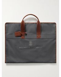 Brunello Cucinelli - Leather-trimmed Logo-print Canvas Garment Bag - Lyst