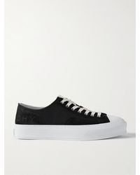 Givenchy - City Logo-debossed Leather And Suede-trimmed Canvas Sneakers - Lyst