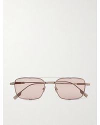 ZEGNA - Geometric Round-frame Titanium Sunglasses - Lyst