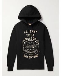 Valentino Garavani - Logo-Print Cotton-Jersey Hoodie - Lyst