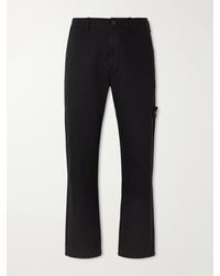 Stone Island - Straight-Leg Dence Cotton-Tc Trousers - Lyst