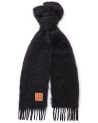 Loewe - Logo-appliquéd Fringed Mohair-blend Scarf - Lyst