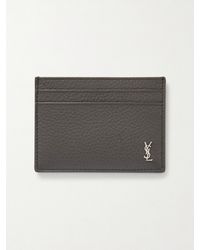 Saint Laurent - Tiny Cassandre Logo-Appliquéd Full-Grain Leather Cardholder - Lyst
