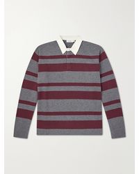 FRAME - Striped Wool And Cashmere-Blend Polo Shirt - Lyst