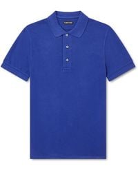 Tom Ford - Slim-fit Lyocell And Cotton-blend Piqué Polo Shirt - Lyst
