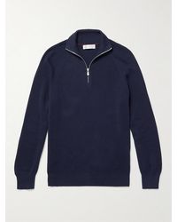 Brunello Cucinelli - Ribbed Cotton Half-Zip Sweater - Lyst