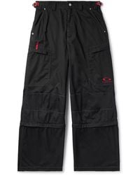 Balenciaga - Wide-Leg Convertible Logo-Embroidered Twill Cargo Trousers - Lyst