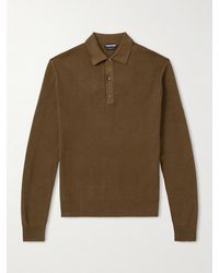 Tom Ford - Silk And Cotton-Blend Piqué Polo Shirt - Lyst