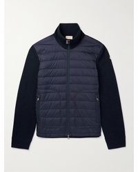 Moncler - Slim-Fit Panelled Wool-Blend And Quilted Shell Down Zip-Up Cardigan - Lyst