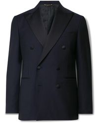 Canali - Slim-fit Double-breasted Satin-trimmed Wool Tuxedo Jacket - Lyst