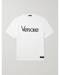 Versace - T-Shirt aus Baumwoll-Jersey mit Logostickerei - Lyst