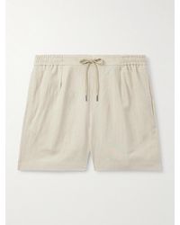 Ralph Lauren - Dorest Straight-leg Pleated Silk And Linen-blend Drawstring Shorts - Lyst