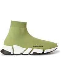 Balenciaga - Speed 2.0 Logo-print Stretch-knit Slip-on Sneakers - Lyst