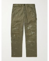 RRL - Straight-leg Paint-splattered Herringbone Cotton-twill Trousers - Lyst