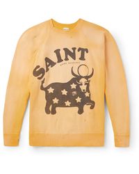 SAINT Mxxxxxx - Distressed Printed Cotton-jersey Sweatshirt - Lyst