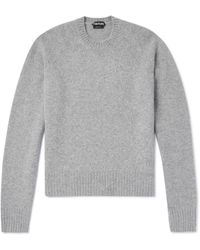 Tom Ford - Slim-ft Logo-embroidered Brushed-cashmere Sweater - Lyst