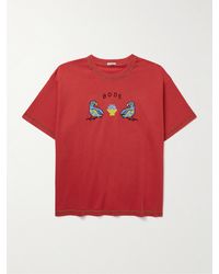 Bode - Twin Parakeet Logo-embroidered Cotton-jersey T-shirt - Lyst