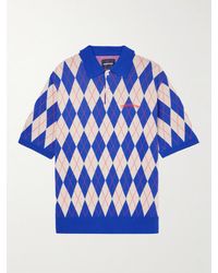 thisisneverthat - Logo-embroidered Argyle Cotton-blend Polo Shirt - Lyst