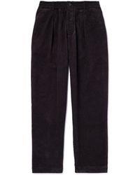 Universal Works - Straight-leg Pleated Cotton-corduroy Trousers - Lyst