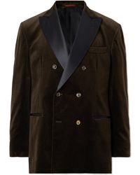Brunello Cucinelli - Shawl-collar Double-breasted Cotton-velvet Tuxedo Jacket - Lyst
